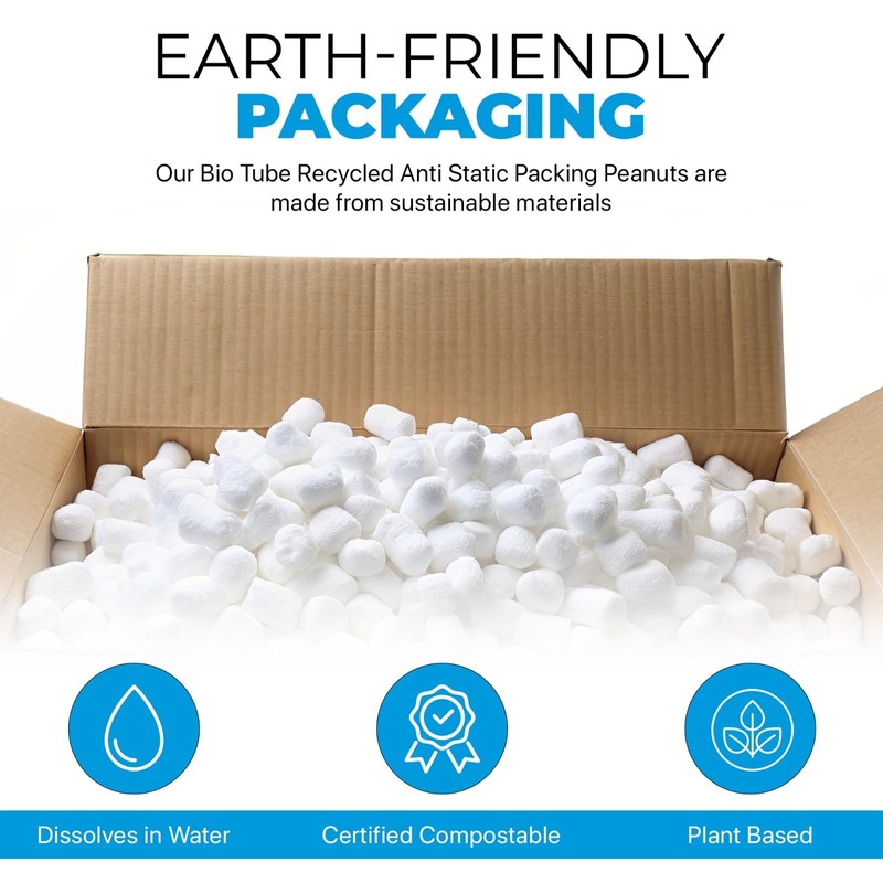 Aruva Kitchen Biodegradable Peanuts 0.5 cu ft naturaly antistatic compostable