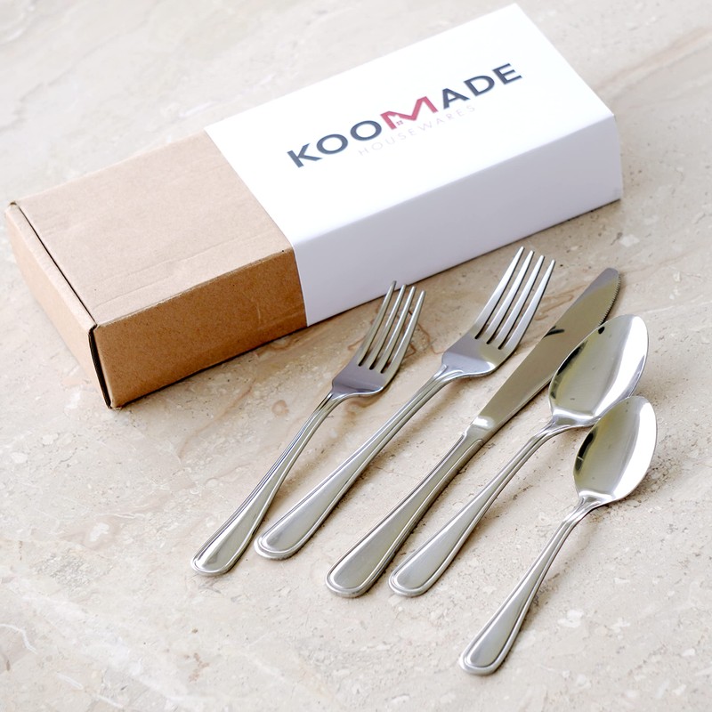 KOOMADE AUDREY 40-Piece Silverware Set Service for 8, Mirror Polished