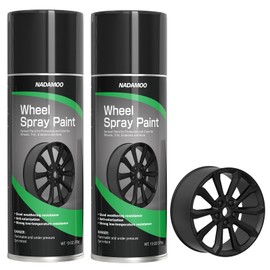 NADAMOO Aluminium Wheel Spray Paint, Aerosol Car Rim Paint for Recolor and Protection, Matte Black, 2 Can, 13 Oz Per Can