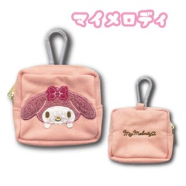 Hatayama Shoji 34202769 Mini Pouch with Carabiner, 3D Applique Embroidery, My Melody H 3.1 x W 3.5 x D 1.6 inches (8 x 9 x 4 cm)