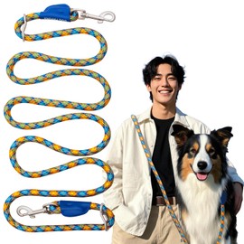 JC House Dog Leash Shoulder Hands-Free 6.5 ft (2.4 m) Multi-functional Leash Durable Climbing Rope Material with Reflective Tape 0.5 inch (1.2 cm) Thick, Metal Hook, Suitable for Small, Medium Dogs