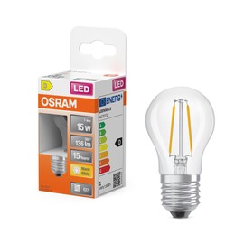 OSRAM LED Star Mini Ball Shape P15 Filament 2700K Warm White 1W E27 Clear 136lm 15000h Table Lamp Decorative Accent Light