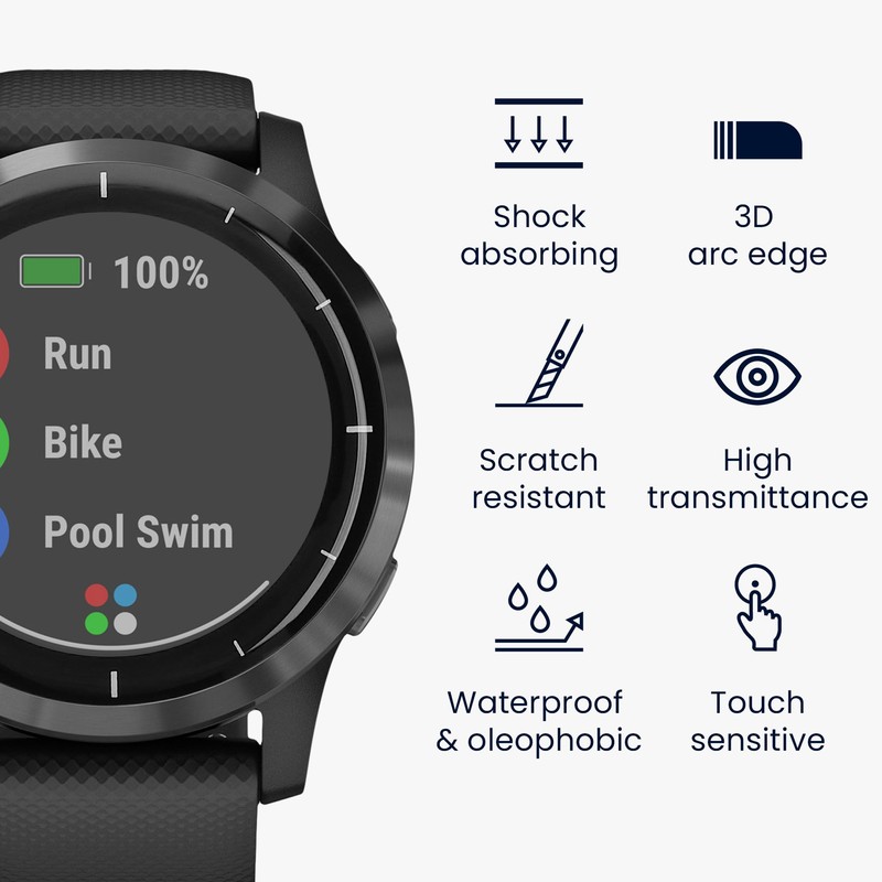kwmobile 2 x Transparent Screen Protectors Compatible with Garmin Vivoactive