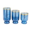 Deco 79 Glass Pillar Hurricane Lamp with Gold Interior, Set
