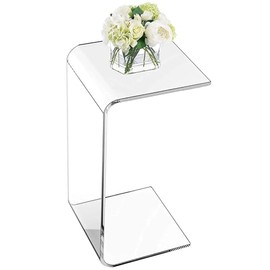 VLUOO VLUOO Acrylic C-Shape Side Table, Multipurpose Clear Laptop End Table for Bedroom, Living Room & Patio | 11.8 * 11.8 * 25.6IN