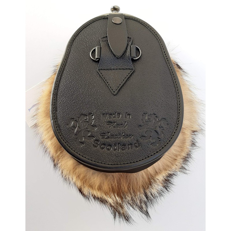 Scottish Kilt Original Fox Fur Full Dress Sporran Antique Enamel