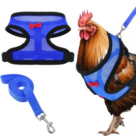 1 Piece Chicken Harness with Lead, Adjustable Chicken Accessories, Comfort and Durability Chicken Lead with 1 Metre Tow Rope, for Chickens, Ducks, Geese and Small Pets (Blue)
