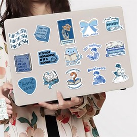 50PCS Blue Bookish Stickers for Kindle, Romance Style Bookworm Sticker Pack for Kids Teens Love Book Vinyl Decals for Laptop Water Bottle Girls Waterproof Fantasty Bookish Stickers