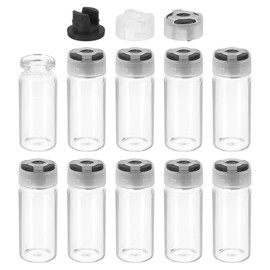 PATIKIL 10ml Clear Glass Sample Vials, 10Pcs Small Liquid Bottles with Locking Cap and Self-Healing Injection Port for Essential Oil Sample Aromatherapy Fragrance Vials Travel, Black