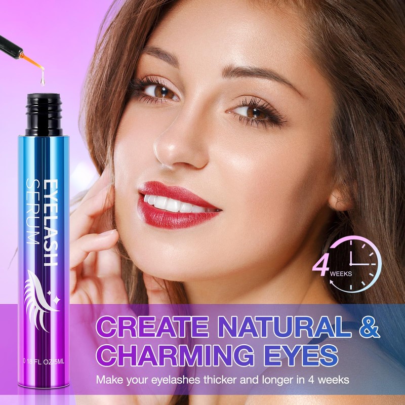 Eyelash Serum for Lash Growth, Natural Peptide Formula with Ginseng