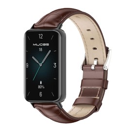 GIOPUEY Strap Compatible with HONOR Band 9, genuine leather Watch Strap, Strap Replacement [Wear-resistant] [breathable] - Brown