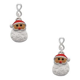 Delight Jewelry Silvertone Santa Face with Curly Beard Silvertone Infinity Post Earrings