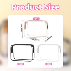 6PCS Clear Travel Cosmetic Bag with Zipper Large Toiletry Bags Waterproof Toiletry Travel Bag Clear PVC Travel Bag Makeup Bag Wash Bag for Business Travel Vacation Organizing (3 Colour)