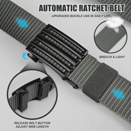 KingMoore 2 Pack Men's Ratchet Web Belt with 1.25 inch Nylon Automatic Buckle, No Holes Invisible Belt