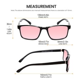 Calabria FL-41 Pink Tinted Reading Glasses [Black/3.75 Lenses] Full Rim Eyeglasses for Men & Women | Eyewear for Light Sensitivity, Outdoors, Photophobia | Vision Reading Glasses