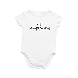 Organic GOTS Certified Baby Onesie Unisex Bodysuit 0-18 months - Spit Happens | Sarcastic Joke for Millennial Parents (Spit Happens, 6-9 Months)