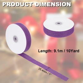 PATIKIL 1 Inch Wide 10 Yards Burlap Ribbon, Natural Jute Fabric Crafts Roll Gift Wrapping for Party Home DIY Bow Decoration Wedding Christmas, Purple