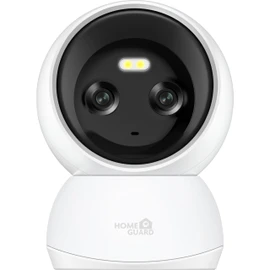 HomeGuard Smart Security Indoor Camera, Dual Cameras, QHD Security Camera with Powerful 16× Zoom and 360° PTZ, Human/Pet AI, Ideal for Baby Monitor/Pet Camera/Home Security, Dual-Band Wi-Fi, Plug in