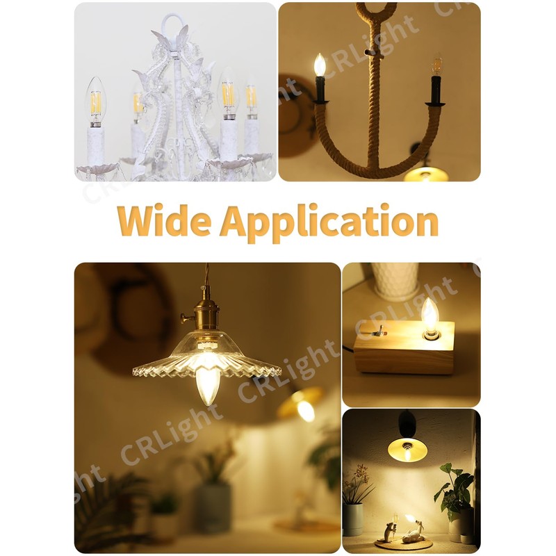 CRLight 6W Dimmable LED Candelabra Bulb 80W Equivalent 800LM, 6