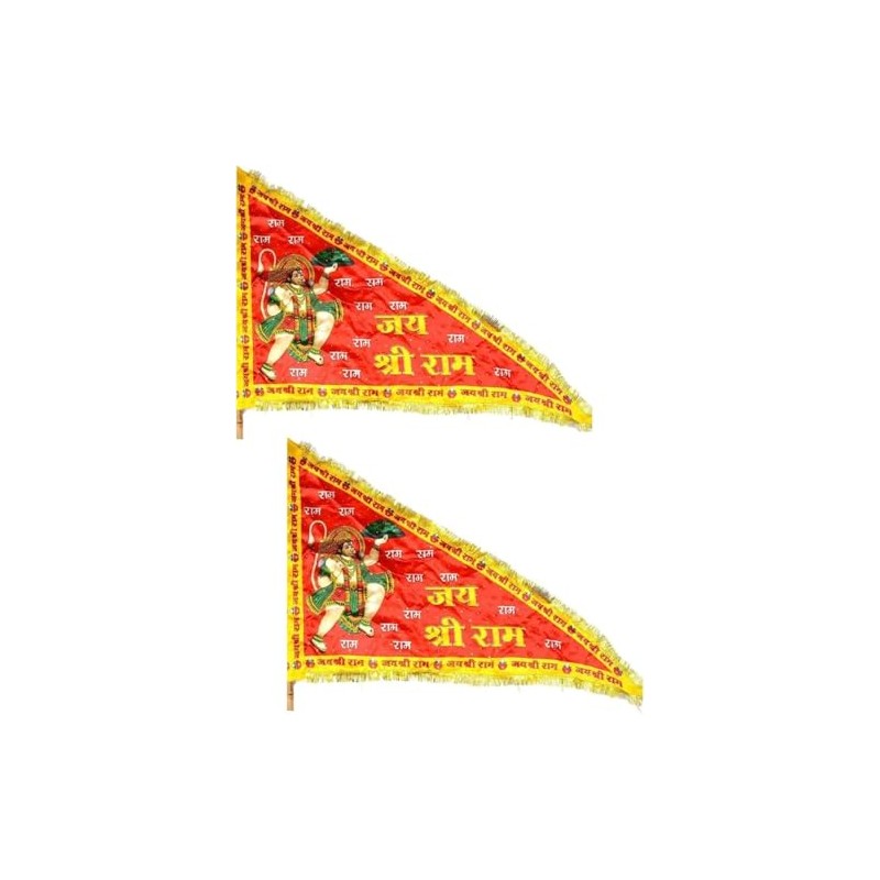 Jai Shri Ram Hanuman Ji Religious Triangle Cloth Flag for