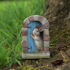 Fyne-Finds Resin Mouse Doorway Fairy Garden Door Ornament Decoration Mice Lover Gift Home