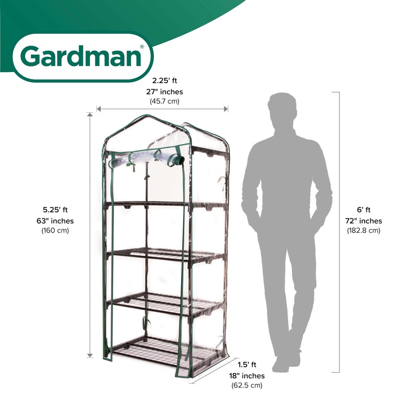 Gardman R687 4-Tier Mini Greenhouse, 27" Long x 18" Wide