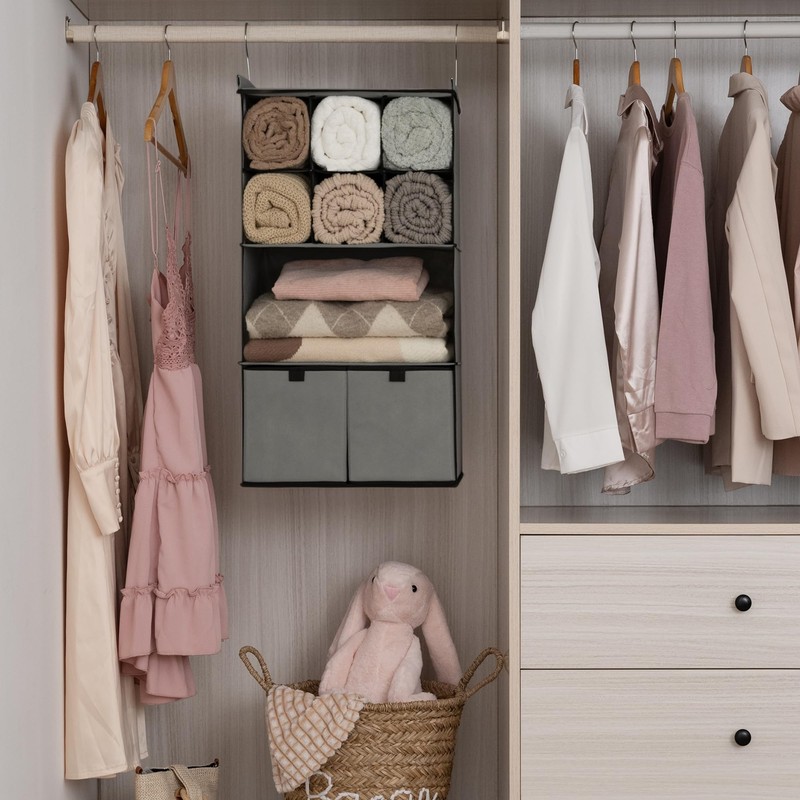 GRANNY SAYS Hanging Closet Organizer with Drawers, 4 Shelf Dividers