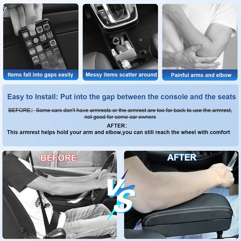 CDEFG Armrest Support Elbow Rest Pad Armrest Extender, Console Storage