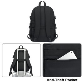 DEKWELL Black School Backpacks for Teens Girls Boys, 15.6 Inch College Laptop Backpack for Women Men Black Backpack for High School,Travel,Middle School