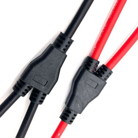 Solar Panel Y Branch Parallel Cable 12AWG, 45A Waterproof Solar 2 to 1 Adapter Cable Wire Male Female Connector 1 Pair, (MFF+FMM,30CM/0.98FT)