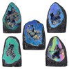 Nupuyai Angel Aura Quartz Geode Stone, Standing Form Titanium Coated