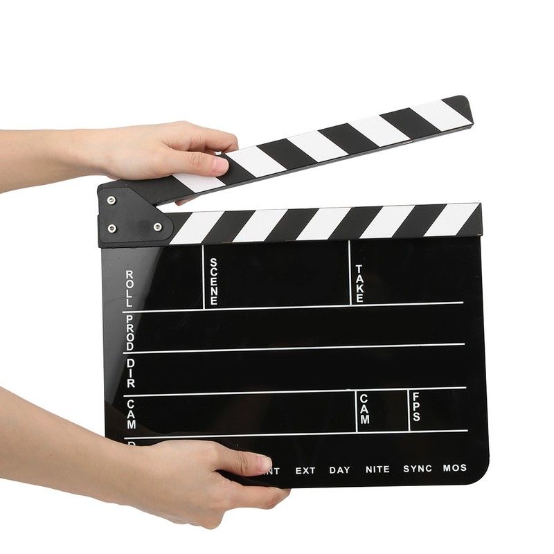 30x25CM Acrylic Clapperboard Professional Movie Film Action Clap Director Photography