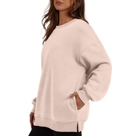 WIHOLL Womens Long Sleeve Tops Crewneck Sweatshirt Hoodies Fleece Pullover Casual Fall Outfits Preppy Clothes Beige L