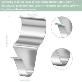 Jecten 12 Pack Vinyl Siding Hooks Hanger, Siding Hooks for String Lights, Stainless Steel Vinyl Siding Clips for Hanging Outdoor Heavy Duty, No Hole Siding Hooks for Outdoor Decorations