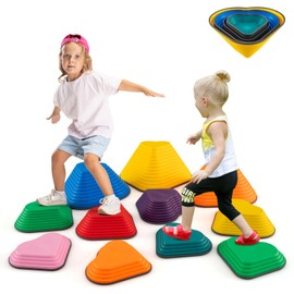 Costzon 11 Pcs Stepping Stone for Kids, Non-Slip Toddler Balance Blocks for Indoor/Outdoor, Balance Stones for Coordination Exercise, Obstacle Course Set for Daycare, Kindergarten, Gift for 3+ Kids