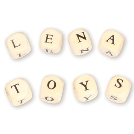 Lena 32005 Wooden Craft Set with 300 Threading Beads in Cube Shape and with Letters, Wooden Beads Set for Children Aged 3 and Above