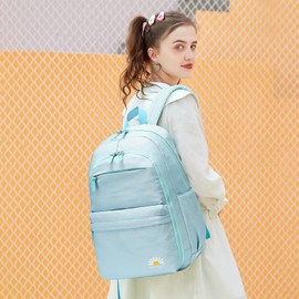 Caran·Y Kids' Backpacks Multipurpose Waterproof,Spacious Lightweight School Bookbag for 15.6-inch Laptop,Bottle Side Pockets and Suitable for Ages 6+ and Up Girl Boy Toddler Backpack（Mint Green）