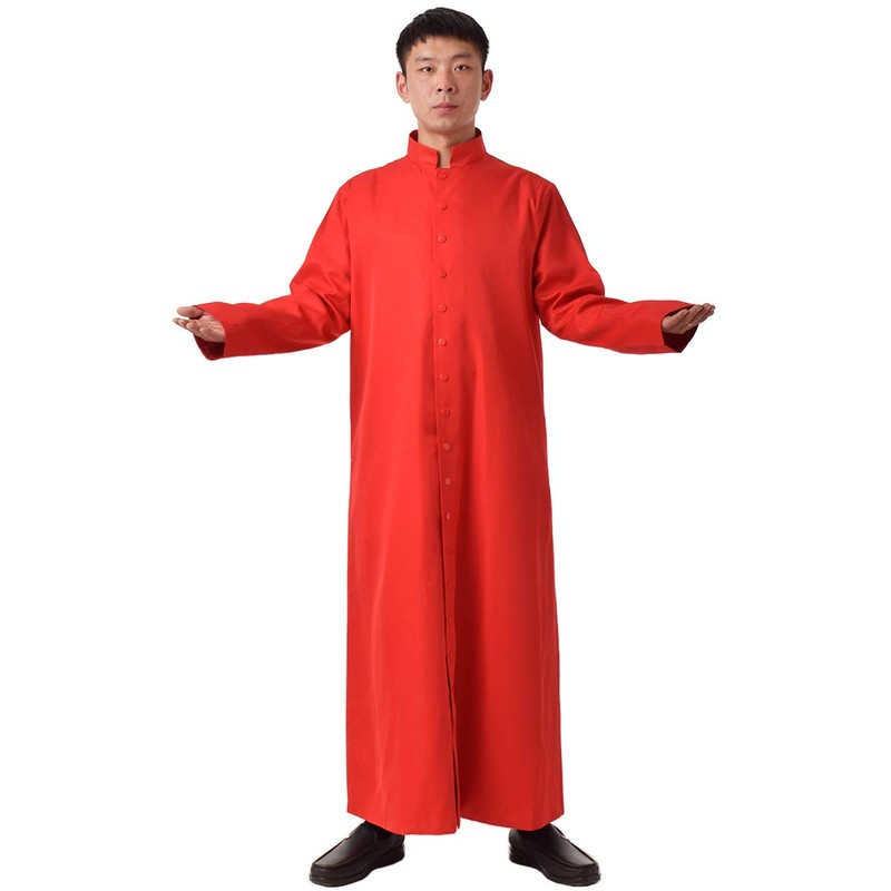 BLESSUME Catholic Coutane Clergy Church Priest Roman Liturgical Robe, red