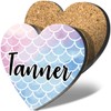 1 x Heart Coaster - Name Tanner Mermaid Scales Fish