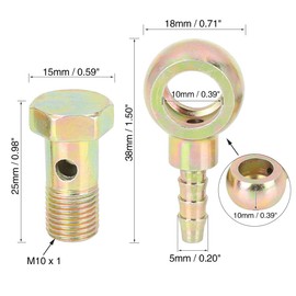 X AUTOHAUX Hollow Screw 10 mm M10 x 1 Banjo Hollow Screws Banjo Hose Barb Bolt Fitting with Banjo Washers
