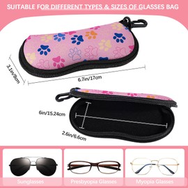 Playexen Soft Glasses Case for Sunglasses Storage Bag Men & Women or Children Ultralight Neoprene Zip Belt Clip Glasses Case Portable Case for Keys Pencils Cards, Pink Claw, m
