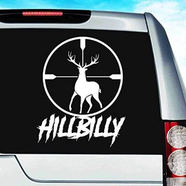 Hillbilly Deer Hunting Gun Vinyl Decal Sticker Bumper Cling for Car Truck Window Laptop Wall Cooler Tumbler | Die-Cut/No Background | Multi Sizes/Colors, 8-Inch, Orange