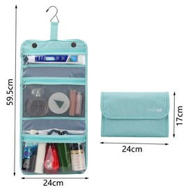 Tcdwla Kulturbeutel Herren Damen, Kulturtasche zum Aufhängen, 1 Stück Waschtasche mit Haken, Klappbar, Große Kapazität, Mehrere Kammern, für Reise, Badezimmer, Kinder (Blau)