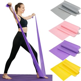 HAKUKU Bandas de Resistencia, 4 Piezas Juego de Bandas Elásticas para Yoga, Pilates, Estiramientos, Musculacion(0.35cm,0.45cm,0.55cm)