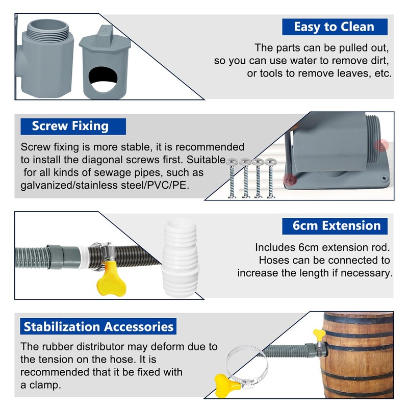 Rain Barrel Diverter Kit, Rainwater Collection System with Adjustable Valve