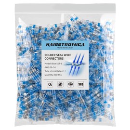 haisstronica 500PCS Solder Seal Wire Connectors,Waterproof Heat Shrink Butt Connectors Terminals for Watercraft,Electrical,Electronics AWG 16-14 Blue