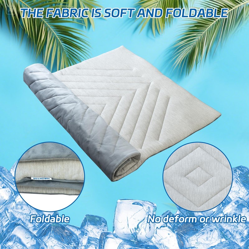 BECROWM Dog Cooling Mat Self Coolings Foldable Cooling Pad for