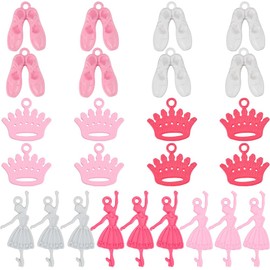 SUNNYCLUE 1 Box 28Pcs 7 Styles Ballet Charm Bulk Ballet Shoes Charm Alloy Cute Pink White Crown Ballerina Dancers Charms for Jewelry Making Charms DIY Crafting Necklaces Bracelets Earrings Gifts