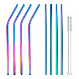 Veraly Set 8 Popotes Tornasol Acero Ecológicos Inoxidable Portatil