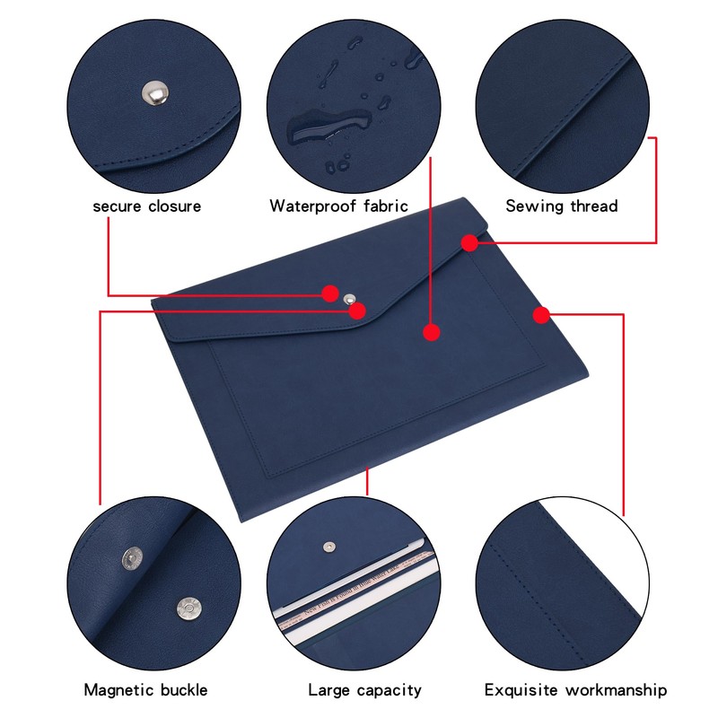 Wason Expanding A4 Document File PU Leather Envelope Case Holder-Large